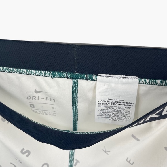 Nike Pro Dri-Fit White Crop Leggings Just Do It Letter Print - Picture 3 of 7